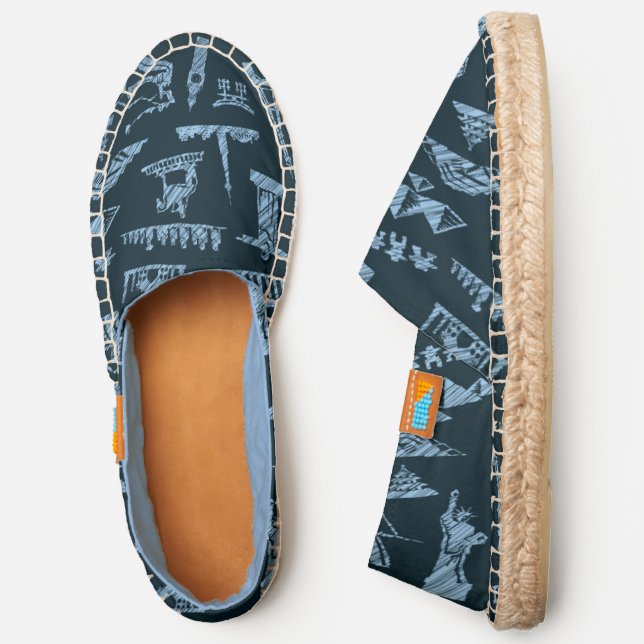 Travel Pattern In Blues Pattern Espadrilles (Side)
