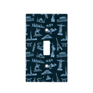 Travel Pattern In Blues Pattern Light Switch Cover