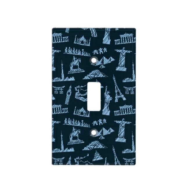 Travel Pattern In Blues Pattern Light Switch Cover (Front)