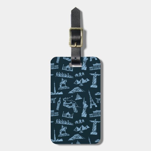 Travel Pattern In Blues Pattern Luggage Tag