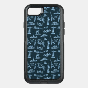 Travel Pattern In Blues Pattern OtterBox Commuter iPhone SE/8/7 Case