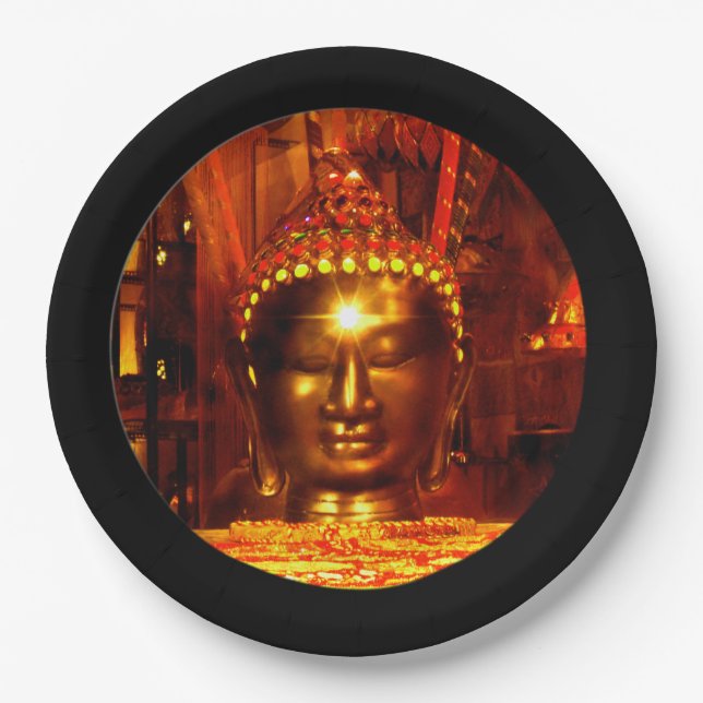 Travel Photo Buddha Bali Indonesia Paper Plates (Front)