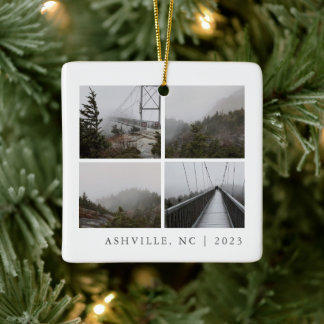 Travel Photo Collage Custom Vacation Keepsake Ceramic Ornament