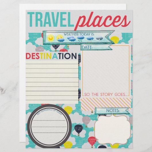 Travel Places Travel Journal Insert (Front/Back)