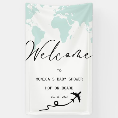 Travel Plane Ticket Baby Shower Boy Welcome Sign