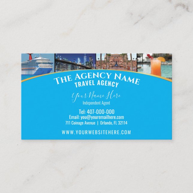 Travel Planner Agent Template Business Card (Front)