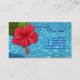 Travel Pool Red Hibiscus Business Card