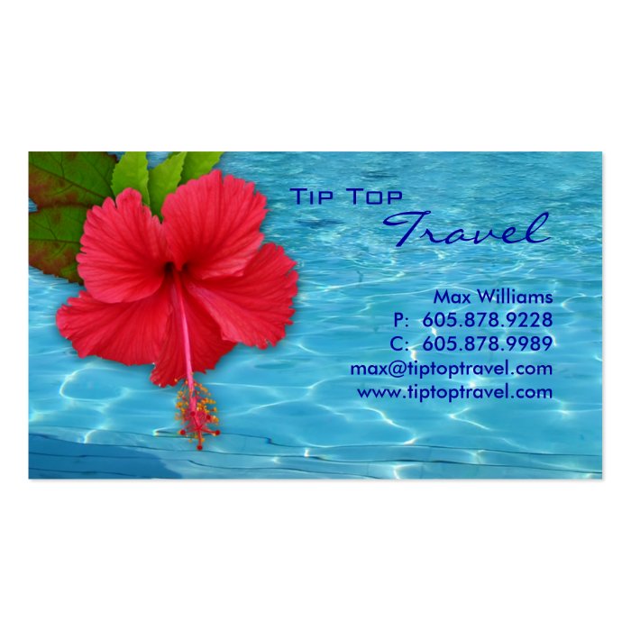 Travel Pool Red Hibiscus Business Card