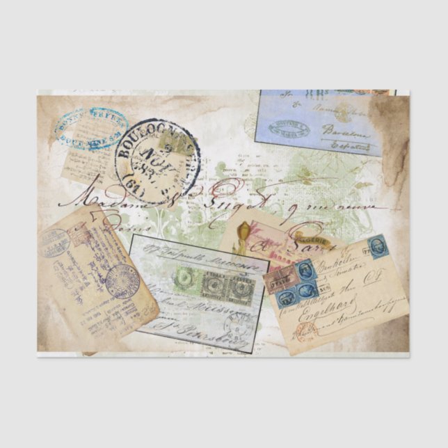 Travel Postcards Tissue Paper (Front)