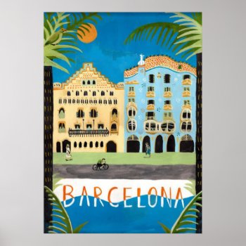 Travel  Poster  Barcelona  Spain Poster by Boopoobeedoogift at Zazzle