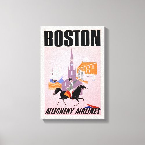 Travel Poster For Allegheny Airlines To Boston Canvas Print