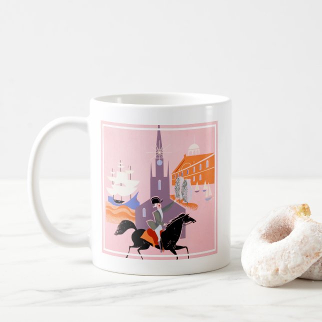 Travel Poster For Allegheny Airlines To Boston Coffee Mug (With Donut)