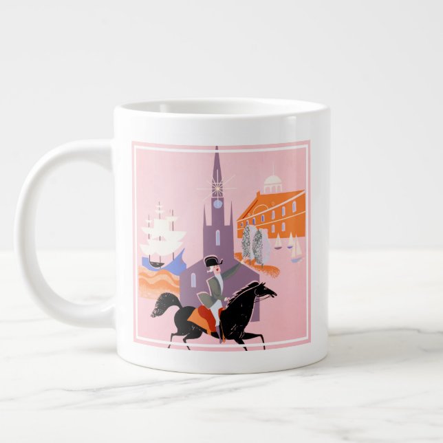 Travel Poster For Allegheny Airlines To Boston Giant Coffee Mug (Left)
