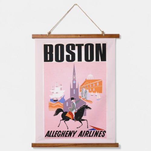 Travel Poster For Allegheny Airlines To Boston Hanging Tapestry