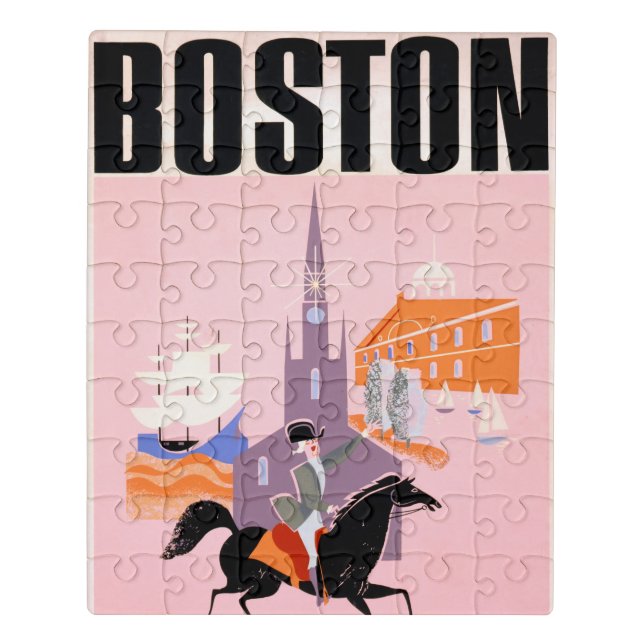 Travel Poster For Allegheny Airlines To Boston Jigsaw Puzzle (Puzzle Vertical)