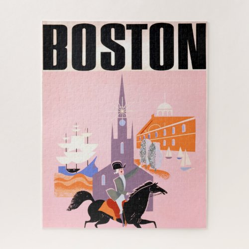 Travel Poster For Allegheny Airlines To Boston Jigsaw Puzzle