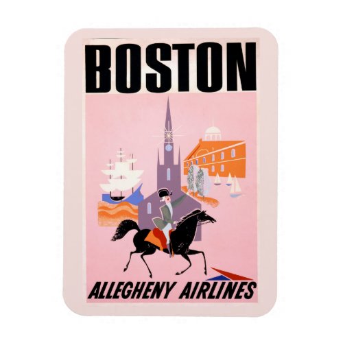 Travel Poster For Allegheny Airlines To Boston Magnet