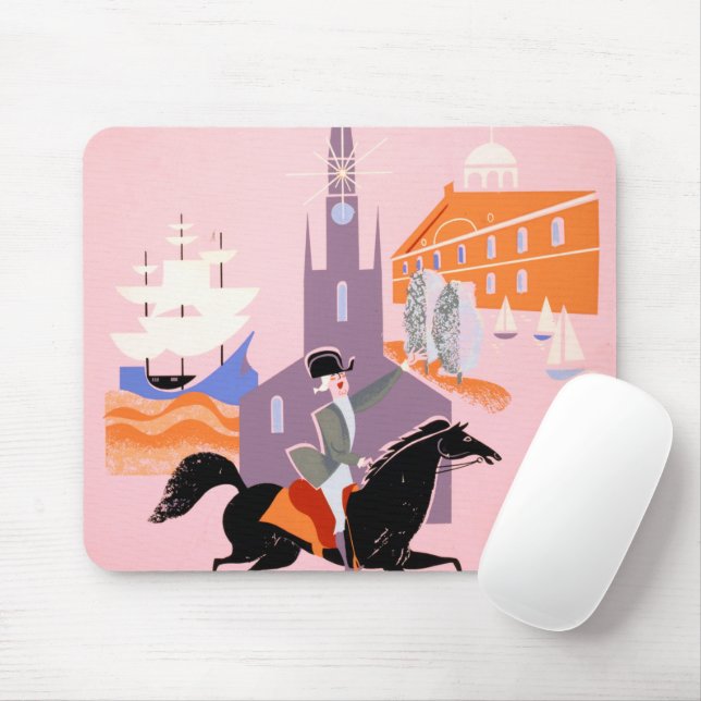 Travel Poster For Allegheny Airlines To Boston Mouse Pad (With Mouse)