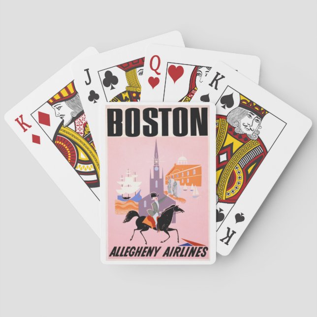 Travel Poster For Allegheny Airlines To Boston Poker Cards (Back)