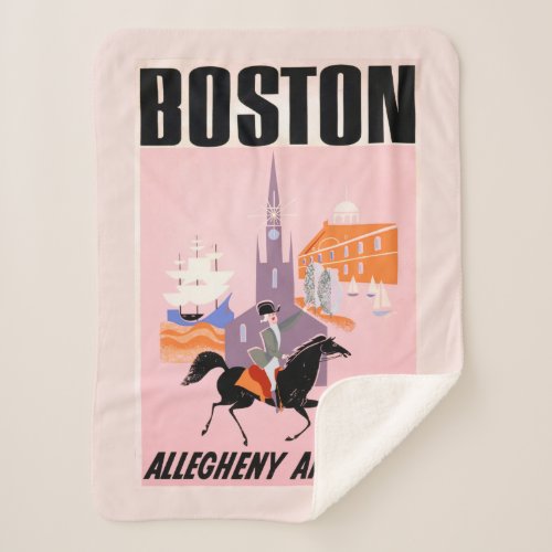 Travel Poster For Allegheny Airlines To Boston Sherpa Blanket