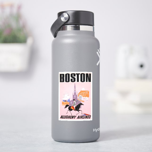 Travel Poster For Allegheny Airlines To Boston Sticker (HydroFlask)
