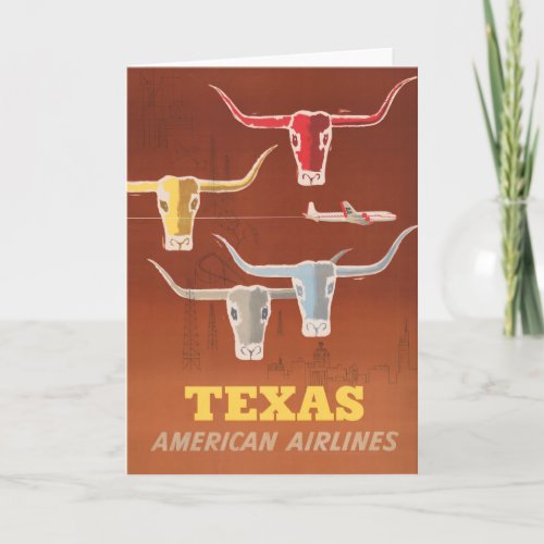 Travel Poster For American Airlines To Texas Card