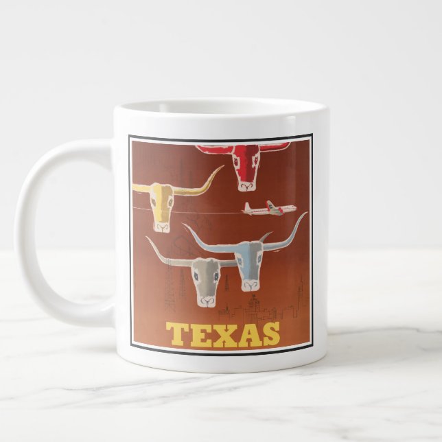 Travel Poster For American Airlines To Texas Giant Coffee Mug (Left)