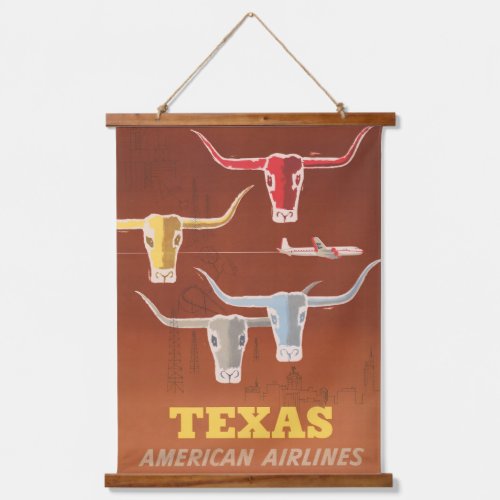 Travel Poster For American Airlines To Texas Hanging Tapestry