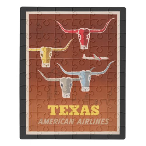 Travel Poster For American Airlines To Texas Jigsaw Puzzle