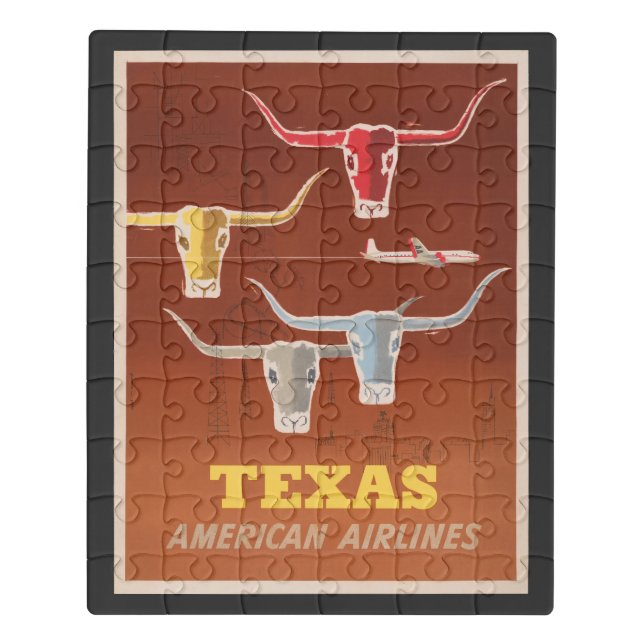Travel Poster For American Airlines To Texas Jigsaw Puzzle (Puzzle Vertical)