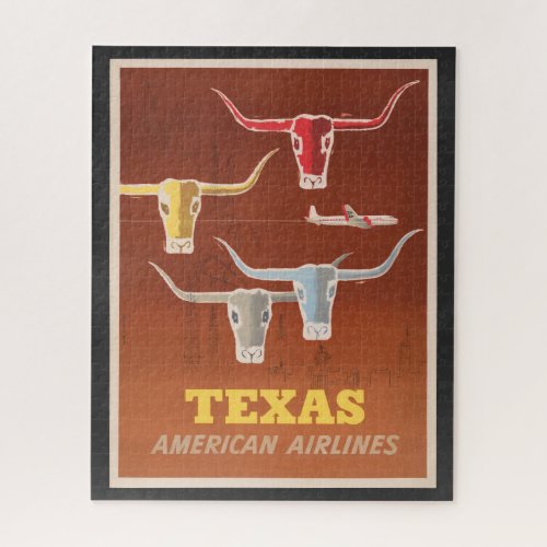 Travel Poster For American Airlines To Texas Jigsaw Puzzle