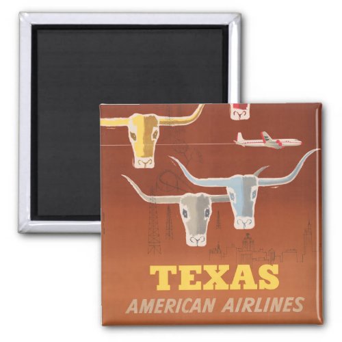 Travel Poster For American Airlines To Texas Magnet