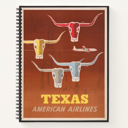Travel Poster For American Airlines To Texas Notebook