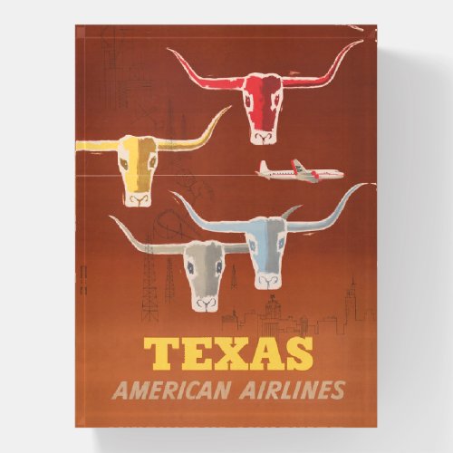 Travel Poster For American Airlines To Texas Paperweight