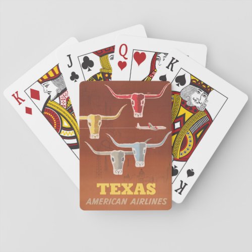 Travel Poster For American Airlines To Texas Playing Cards
