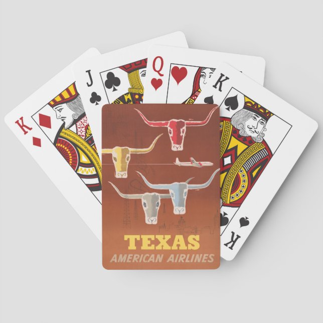 Travel Poster For American Airlines To Texas Poker Cards (Back)