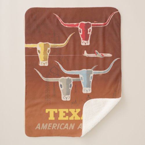 Travel Poster For American Airlines To Texas Sherpa Blanket