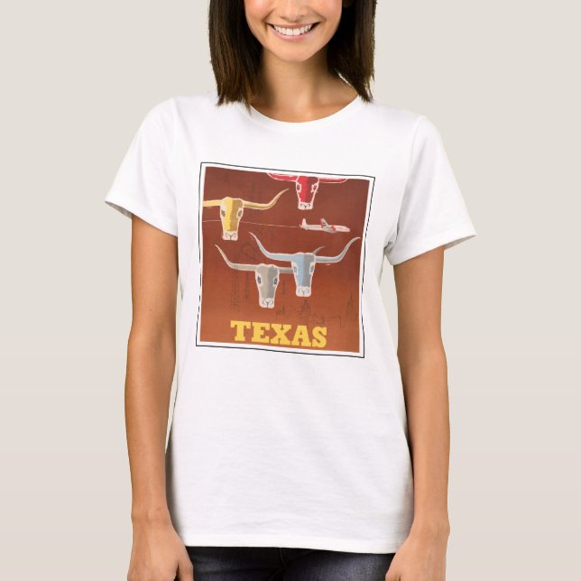 Travel Poster For American Airlines To Texas T-Shirt (Front)