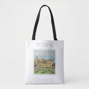 Travel Poster for Athens Greece Tote Bag