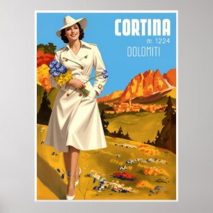 Travel poster for Cortina d'Ampezzo, Italy.