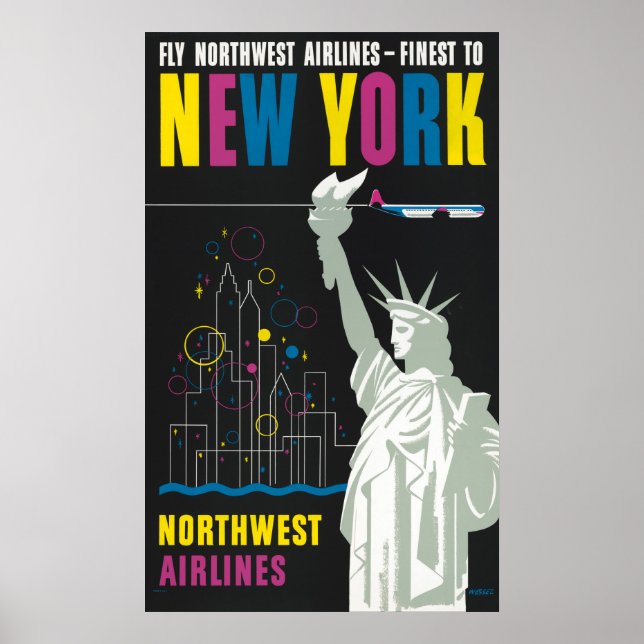 Travel Poster For Flying Northwest Airlines (Front)