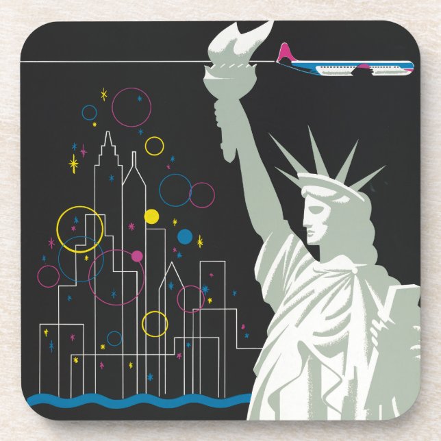 Travel Poster For Flying Northwest Airlines Beverage Coaster (Front)