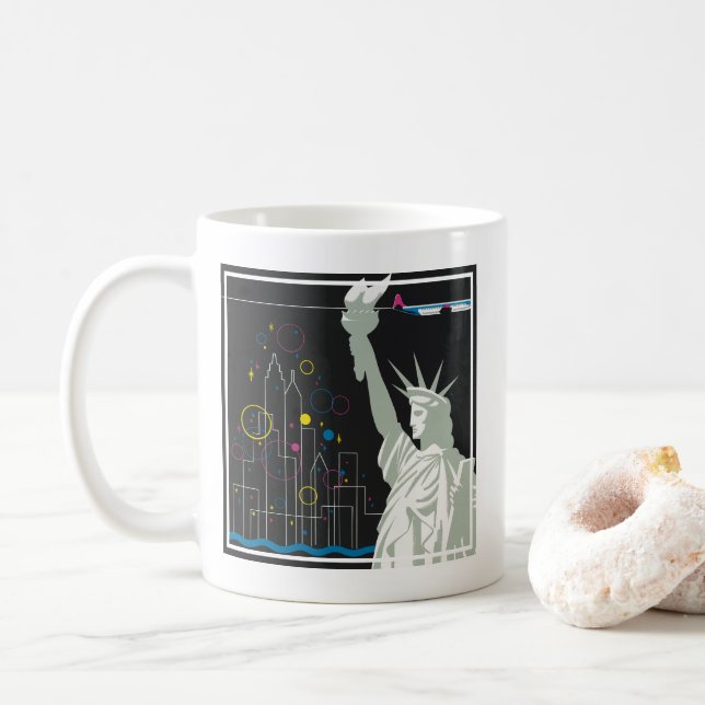 Travel Poster For Flying Northwest Airlines Coffee Mug (With Donut)