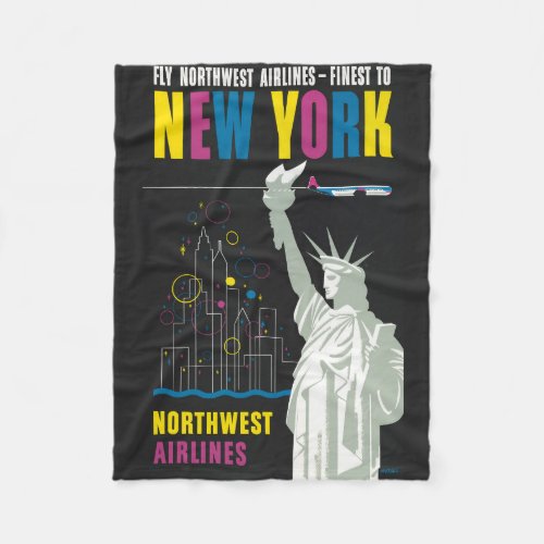 Travel Poster For Flying Northwest Airlines Fleece Blanket