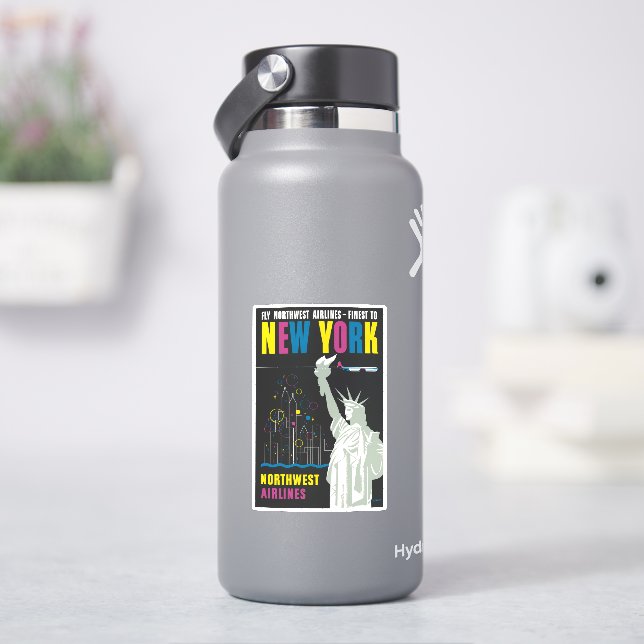 Travel Poster For Flying Northwest Airlines Sticker (HydroFlask)