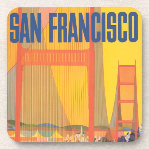 Travel Poster For Flying Twa To San Francisco Beverage Coaster