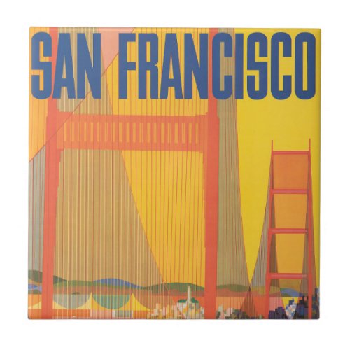Travel Poster For Flying Twa To San Francisco Ceramic Tile