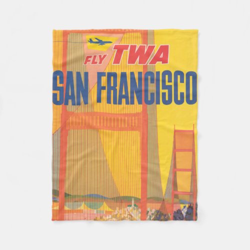 Travel Poster For Flying Twa To San Francisco Fleece Blanket
