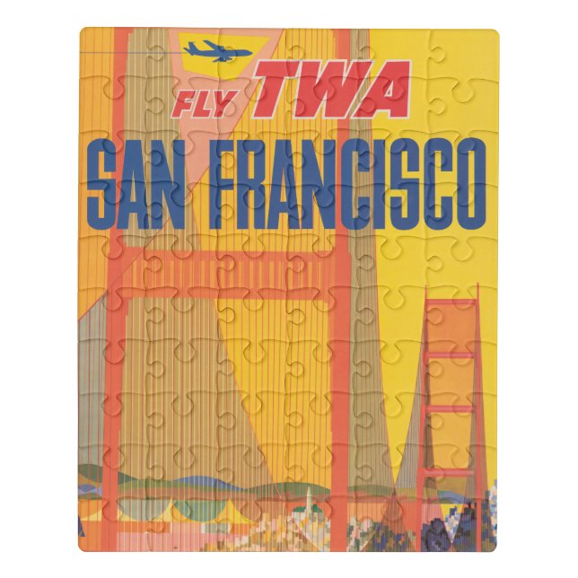 Travel Poster For Flying Twa To San Francisco Jigsaw Puzzle (Puzzle Vertical)