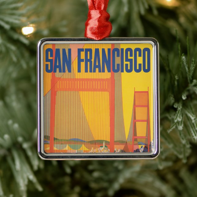 Travel Poster For Flying Twa To San Francisco Metal Ornament (Tree)